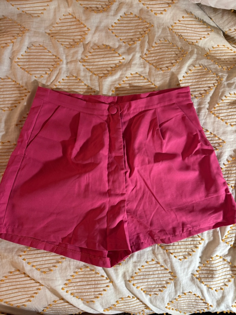 SHEIN Hot Pink High-Waist Tailored Bermuda Shorts
